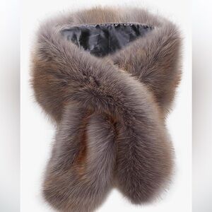 KAMA BRIDAL Women Long Faux Fur Shawl